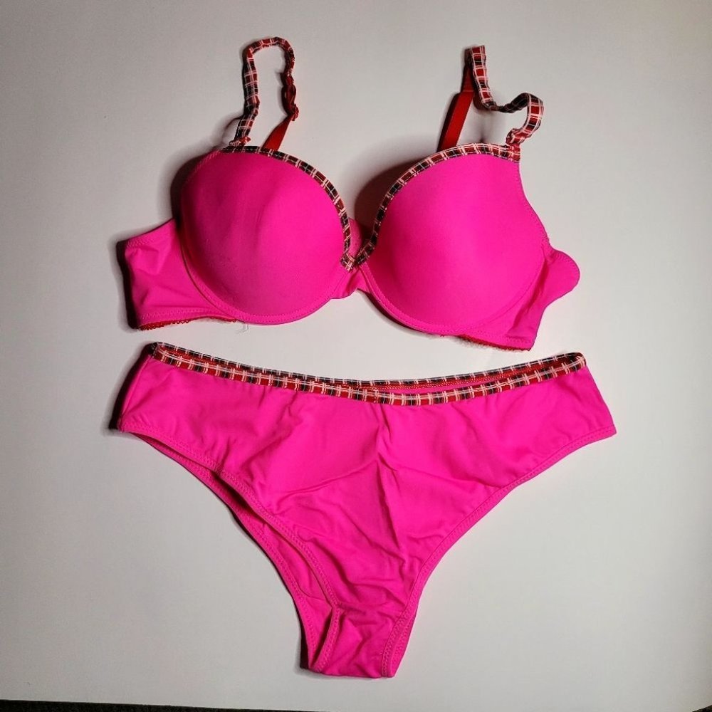 Sexy lingerie,set bra&underwear pink stretchy L/XL Buy 2, get the third one free